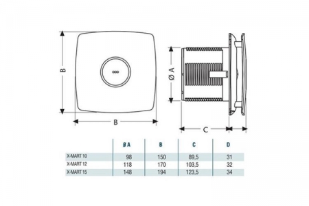 Вентилятор накладной Cata X-Mart 12 inox Timer (таймер)